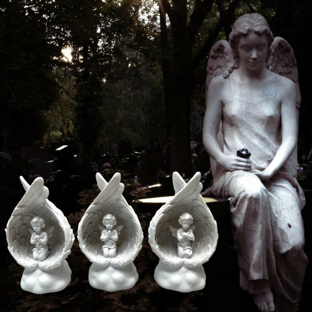 Hauptbild-eb2437 eberin · Zarte Engel in Einer Feder – Leuchtende Schutzengel für liebevolles Gedenken · Grabengel · Engelsfiguren als Grabschmuck für den Friedhof