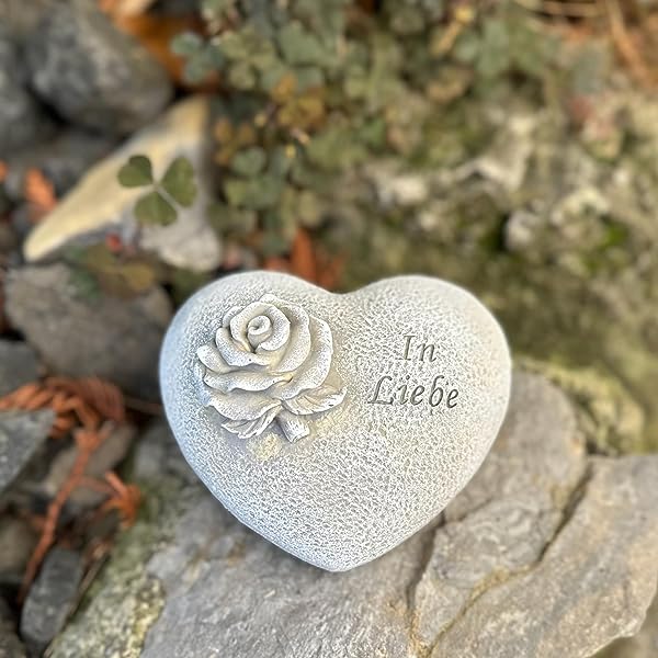 🖤eberin · Friedhof Gedenkherz/Trauerherz/Spruchherz/Grab Herz Rose mit
