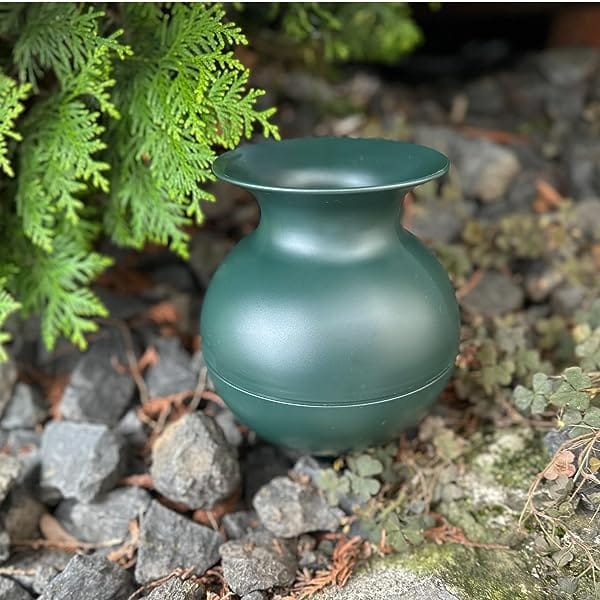 🖤eberin · Friedhof Grabvase · Grabblumenvase · Steckvase fürs Grab · bauchige dekorative Blumen- oder Gesteckvase · Bergisch Grün · 22cm • Grabwelt eberin365