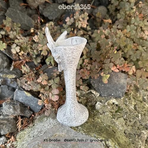 🖤eberin · Friedhof Grabvase · XS Grabblumenvase in massiver Steinoptik fürs Grab · Blumenvase · Grabvase mit Taube · grau antik · • Grabwelt eberin365