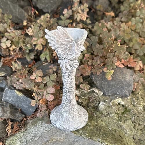🖤eberin · Friedhof Grabvase · XS Grabblumenvase in massiver Steinoptik fürs Grab · Blumenvase · Grabvase mit Taube · grau antik · • Grabwelt eberin365